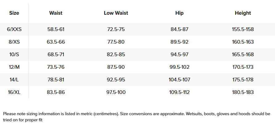 RIP CURL WOMENS SHORTS 0 Size Chart